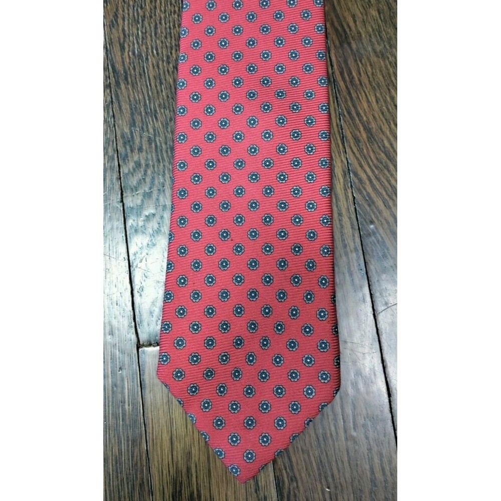 Bob Horsleys Vtg Silk Twill Tie Red Floral Print Finest Italian 40 oz Foulard 58